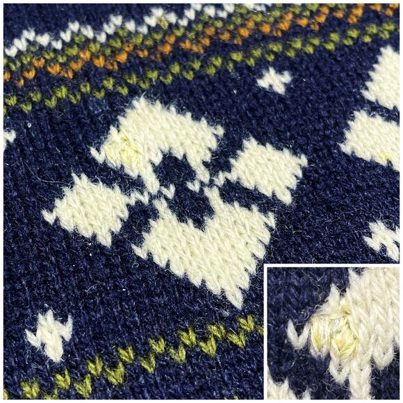 BRASS PLUM NORDSTROM Vintage 80s/90s Shetland Wool Nordic Crewneck Sweater Sz M - Picture 7 of 8